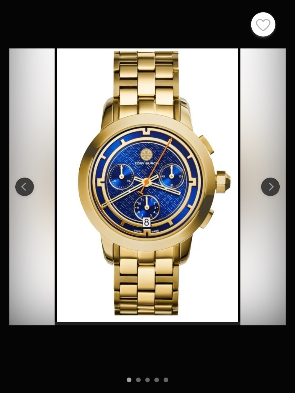 Tory Burch Chronograph Gold-Tone Women's Chronograph Watch with Blue Dial 22mm